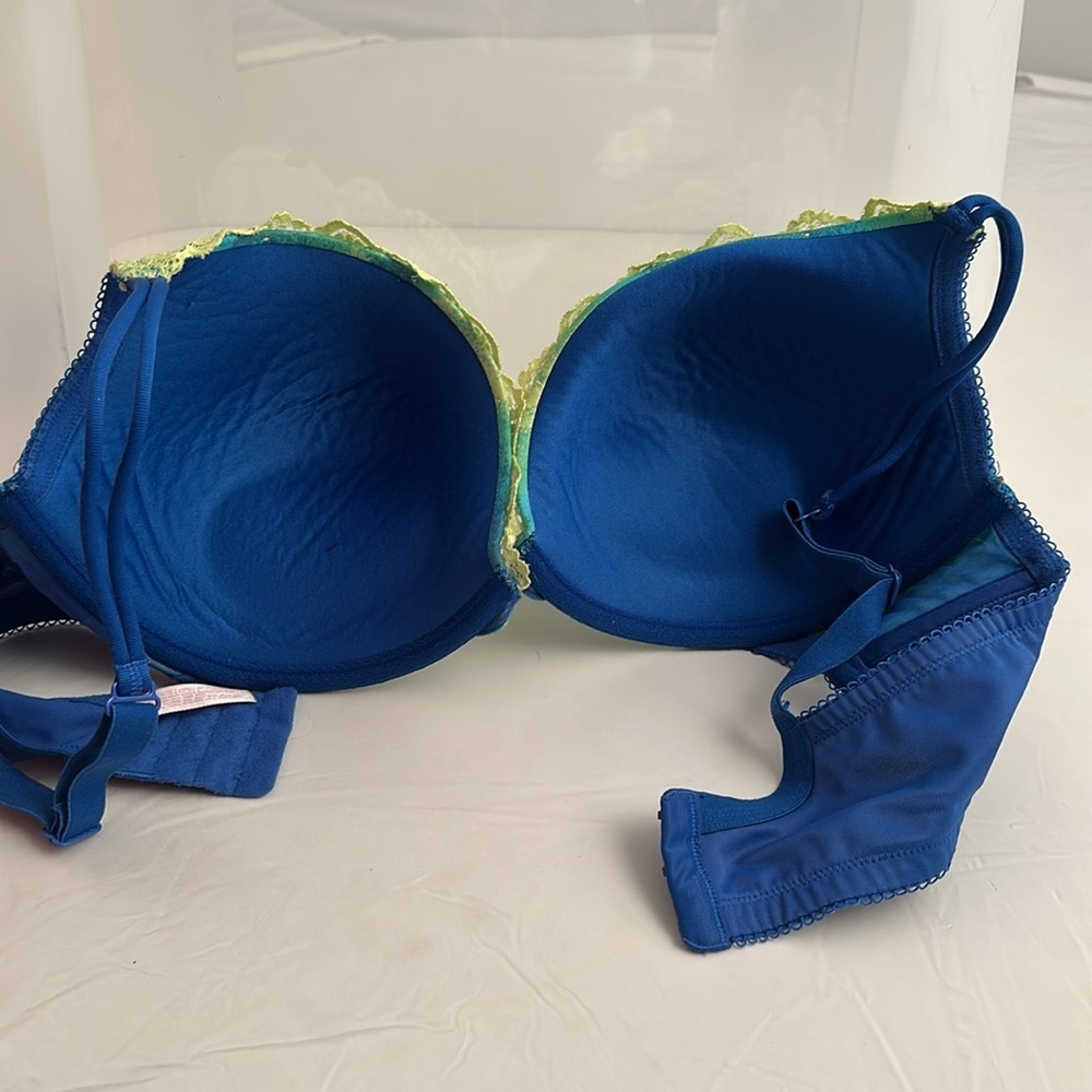 Cacique blue green rhinestone plunge underwire bra 40D - Picture 11 of 11